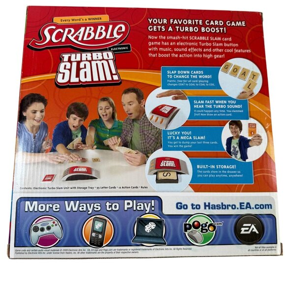 Scrabble Turbo Slam Electronic Card Game 2-4 Players Ages 8+ Family Fun Hasbro - Picture 2 of 5